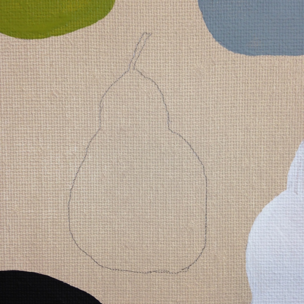 Close-Up 2 Pears with Green Note- Tribute to William Scott Linda Cleary 2014 Acrylic on Canvas