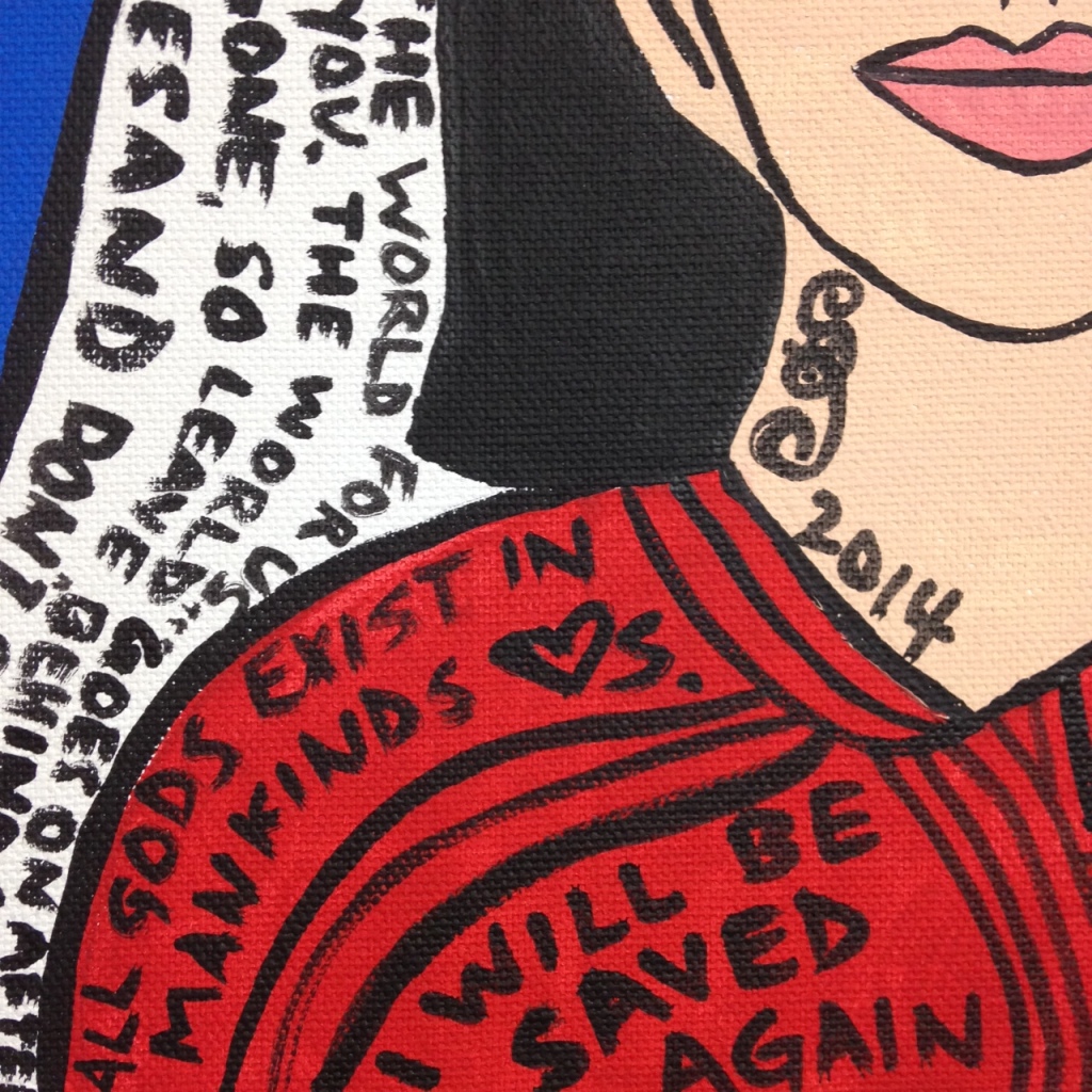 Close-Up 2 So Say I- Tribute to Howard Finster Linda Cleary 2014 Acrylic on Canvas