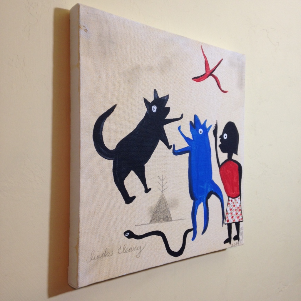 Side-View Bad Dog!- Tribute to Bill Traylor Linda Cleary 2014 Acrylic on Canvas