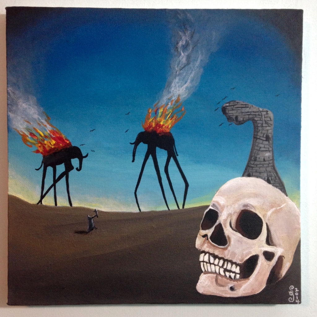 The Burning Elephants- Tribute to Salvador Dali Linda Cleary 2014 Acrylic on Canvas